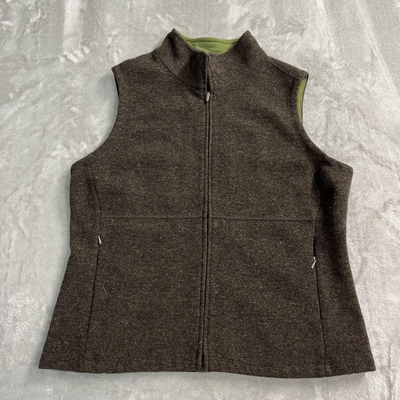 ibex Jackets & Blazers - Ibex Vest Womens Large Brown Merino Wool Full Zip Pockets Made In USA Outdoor